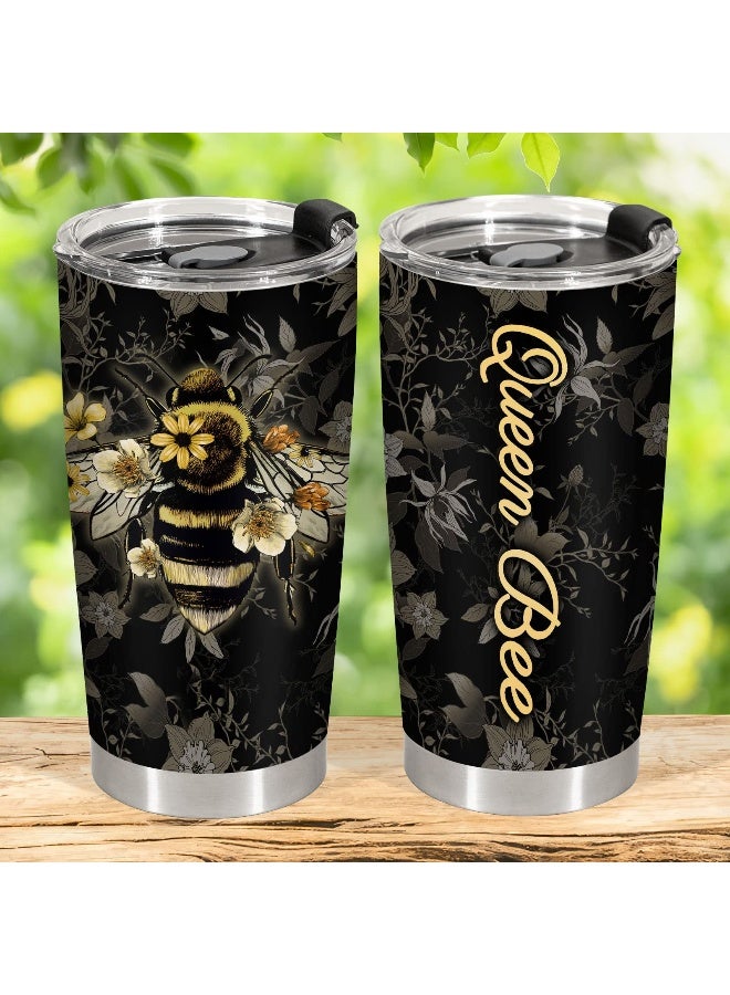34HD Queen Bee Tumbler with Lid, 20oz Stainless Steel Vacuum Insulated Coffee Mug, Honey Bee Gifts for Birthday Mothers Day Christmas, Gifts for Women Teachers Mom Daughter Friend - Image 2